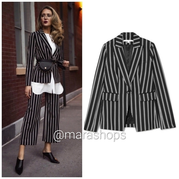 Veronica Beard Petra Striped Twill Blazer - Picture 2 of 7